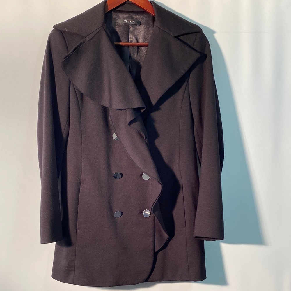 Tahari Women's Elegant Black Double-Breasted Coat